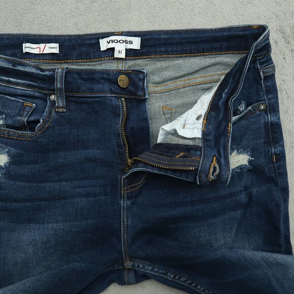 VIGOSS Jeans Women's 31 Mid-Rise Thompson Tomboy Skinny 28" Inseam Distressed - Picture 2 of 16
